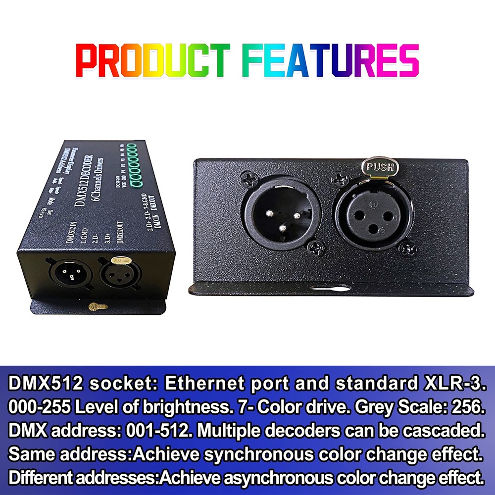 6-Channel DMX512 Decoder LED Controller DC 5V-24V for RGB RGBW Strip Light