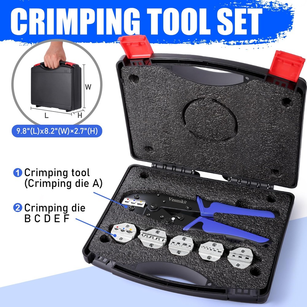 Crimping Tool Set 6PCS - Ratchet Wire for Heat...
