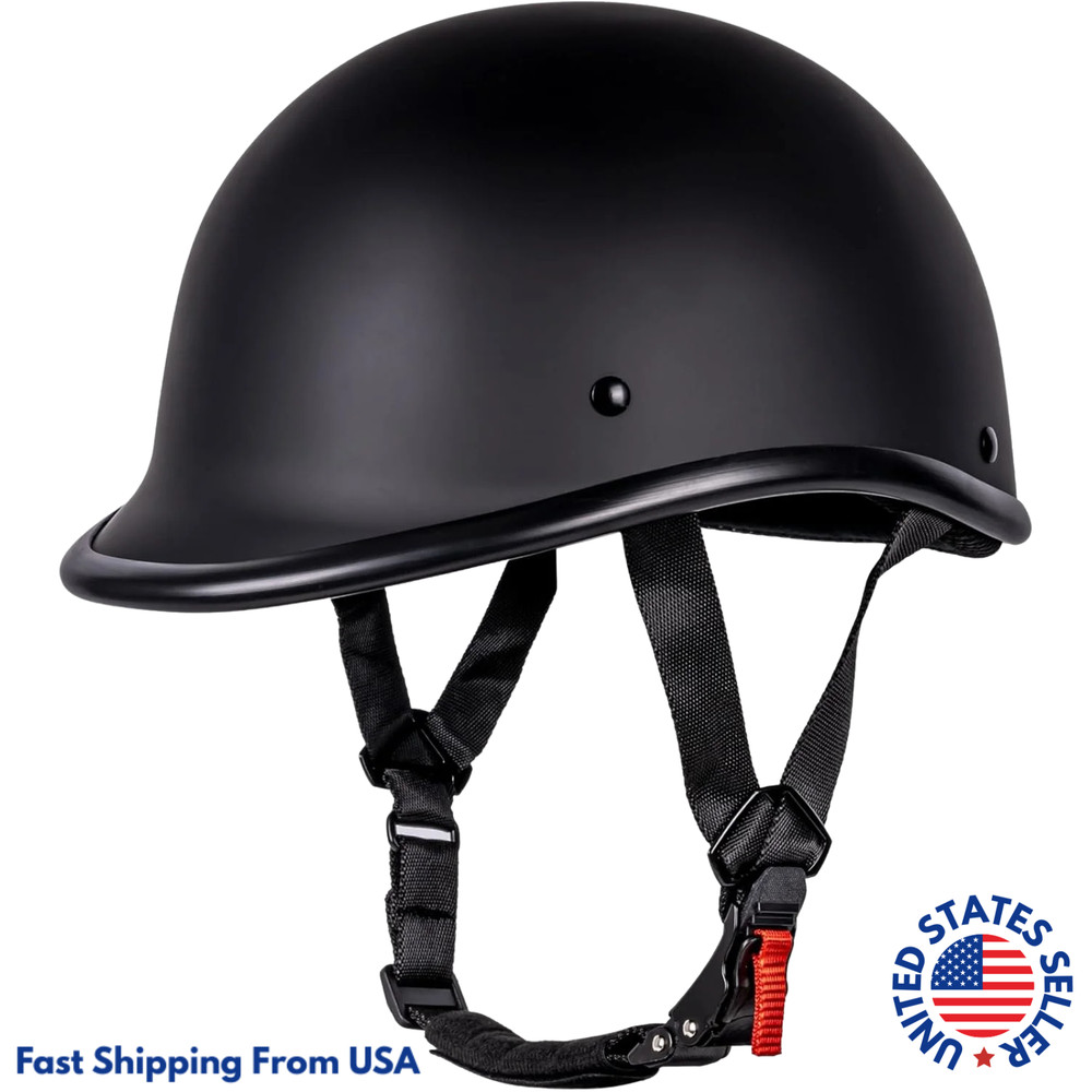 Motorcycle Helmet Half Shell Hawk Style Open Face DOT Approved Matte Black, M