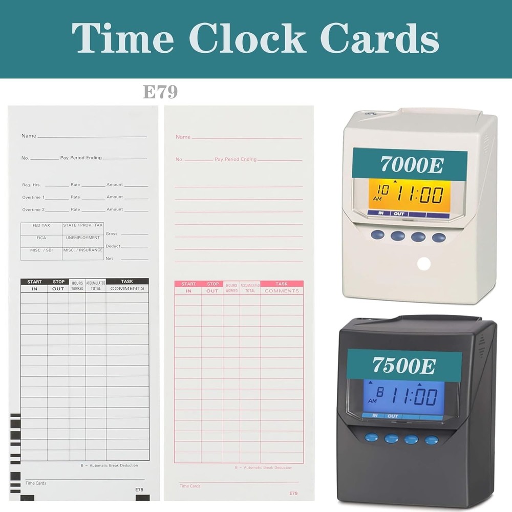 Time Cards for 7000E/7500E，E79-200PCS Black/Red