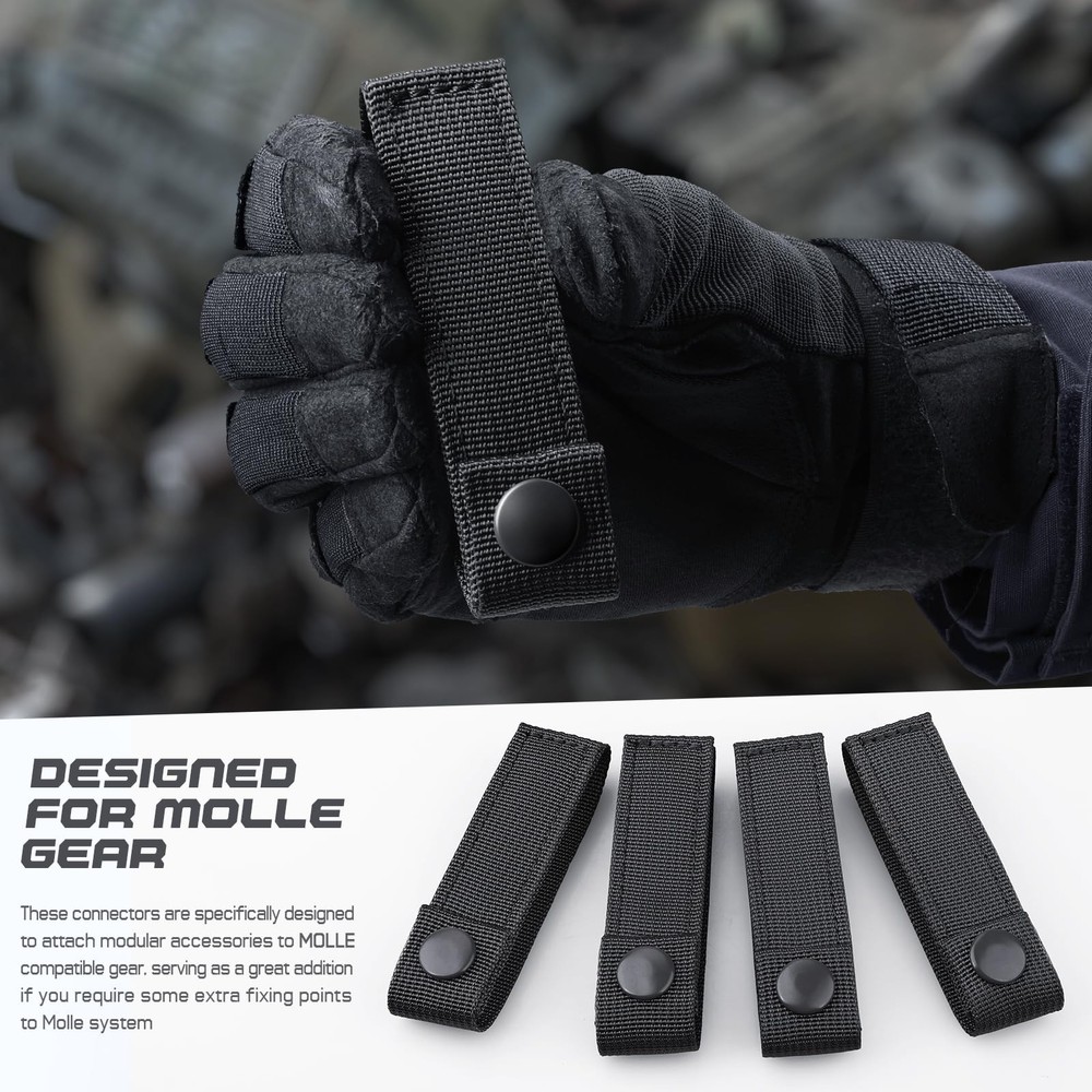 WYNEX Molle Straps 4 inch, Panel Attachment 4", Black