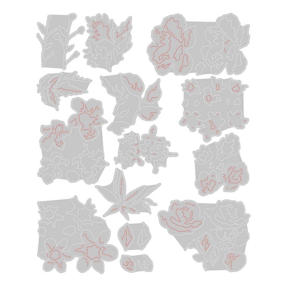 Brushstroke Flowers Mini Sizzix Thinlits Thin Metal Die Set Tim Holtz 666284 NEW