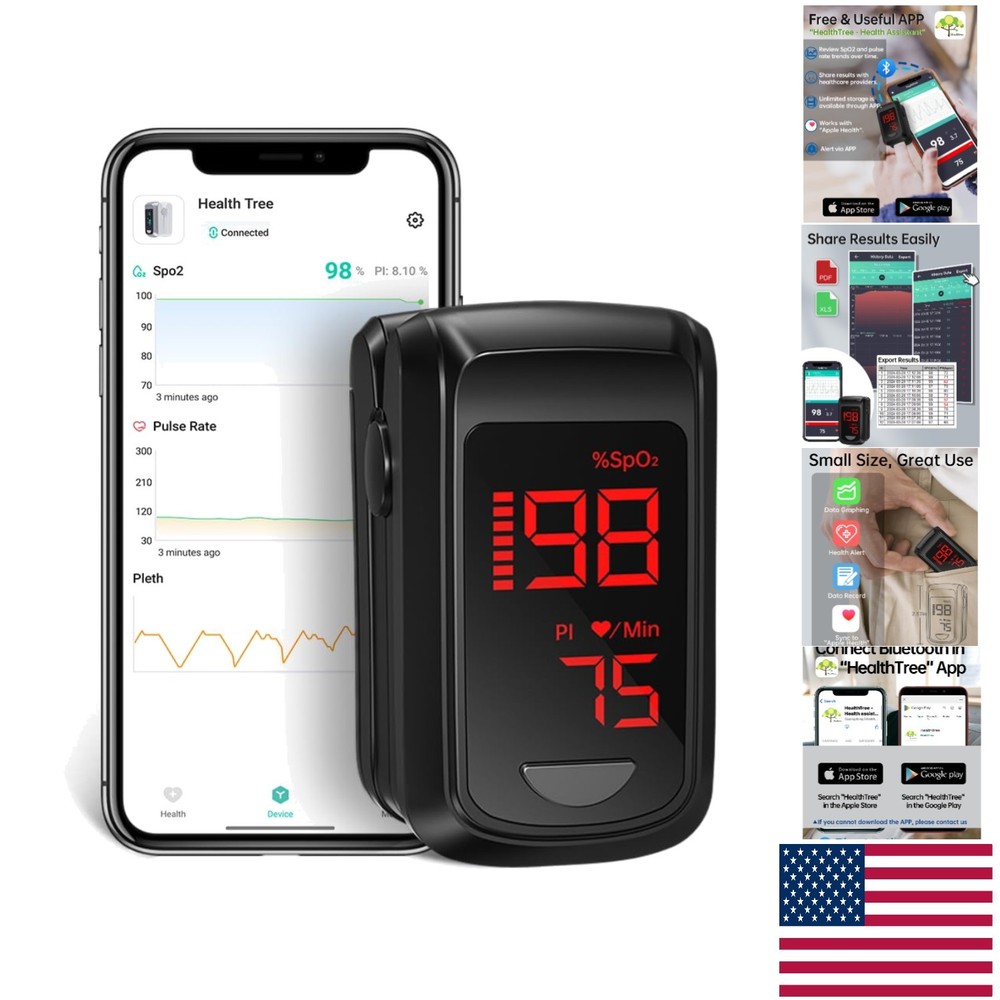 Sport-Ready Bluetooth Pulse Oximeter with Real-time Data & App Compatibility