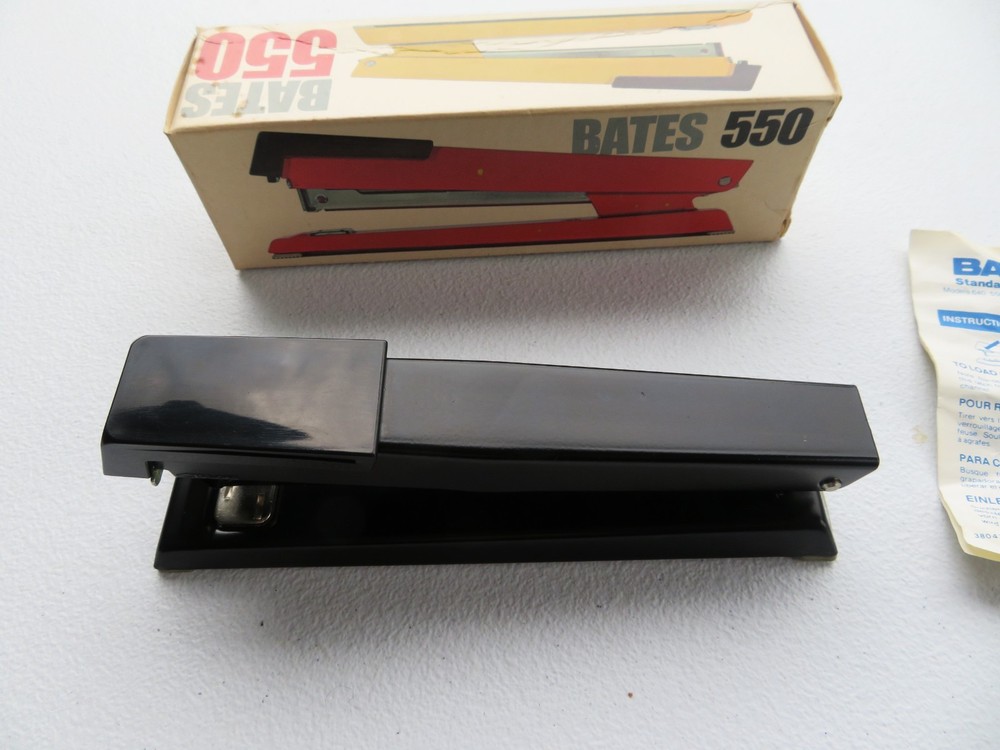 Vintage Bates 550 Black Stapler w/ Box