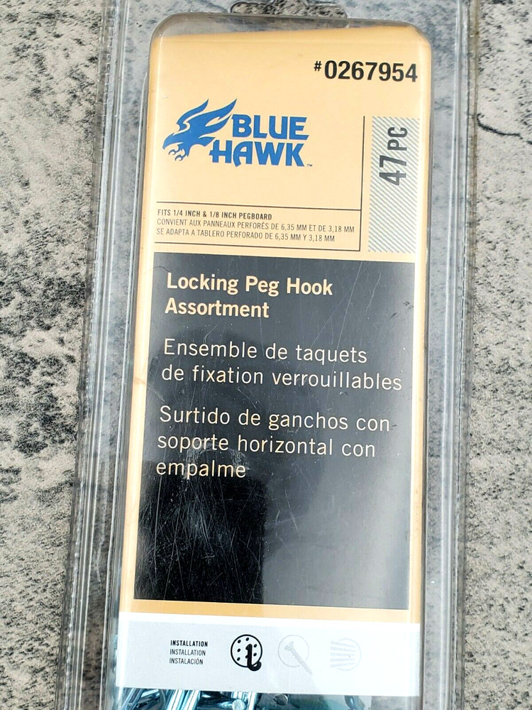 Blue Hawk 47 Pcs Pegboard Hook & Hanger set Peg Board Mount Assortment New!