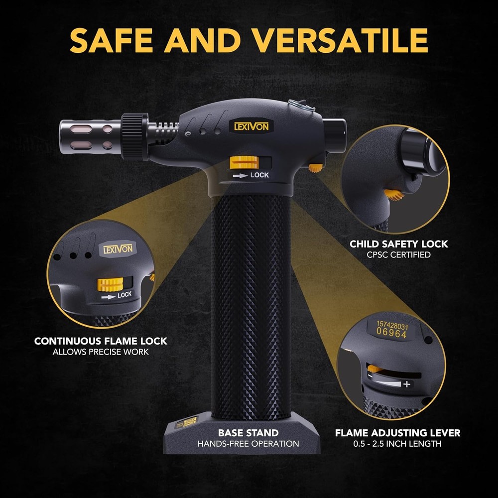 LEXIVON Butane Torch Multi-Function Kit | Premium Kit, Black