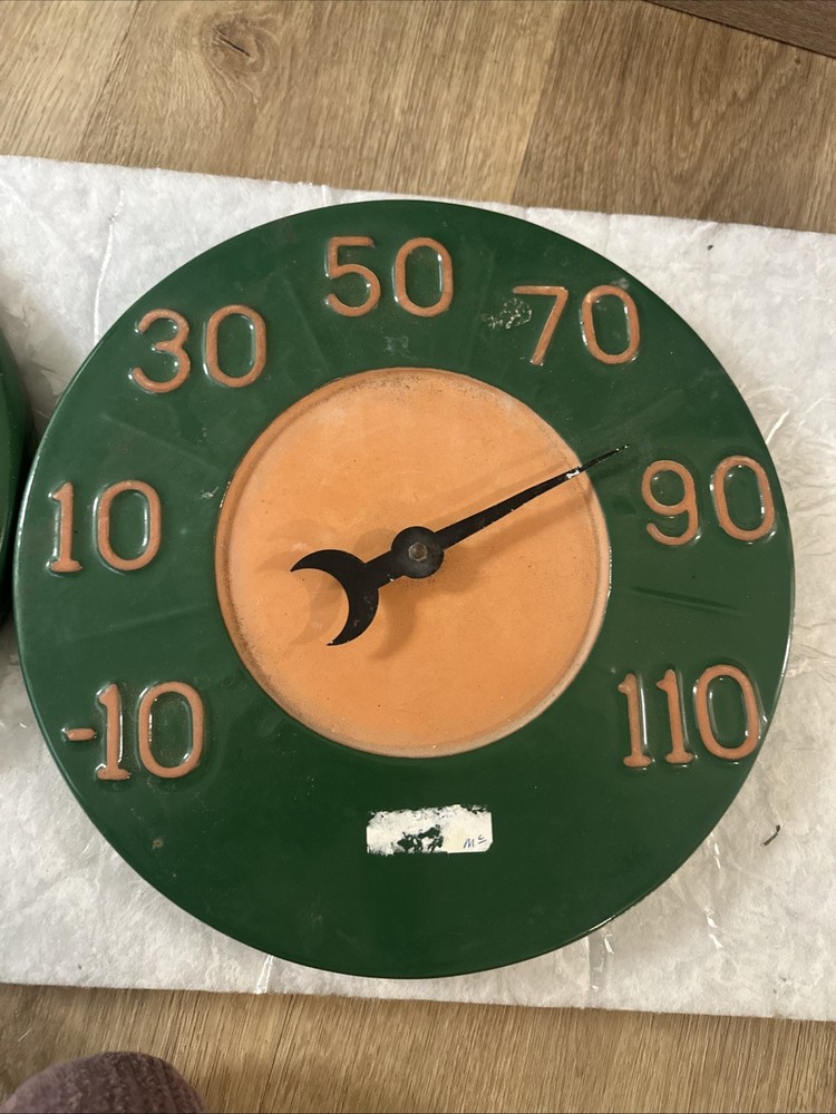 AS-IS Vintage Retro Ceramic Clock & Thermometer Set