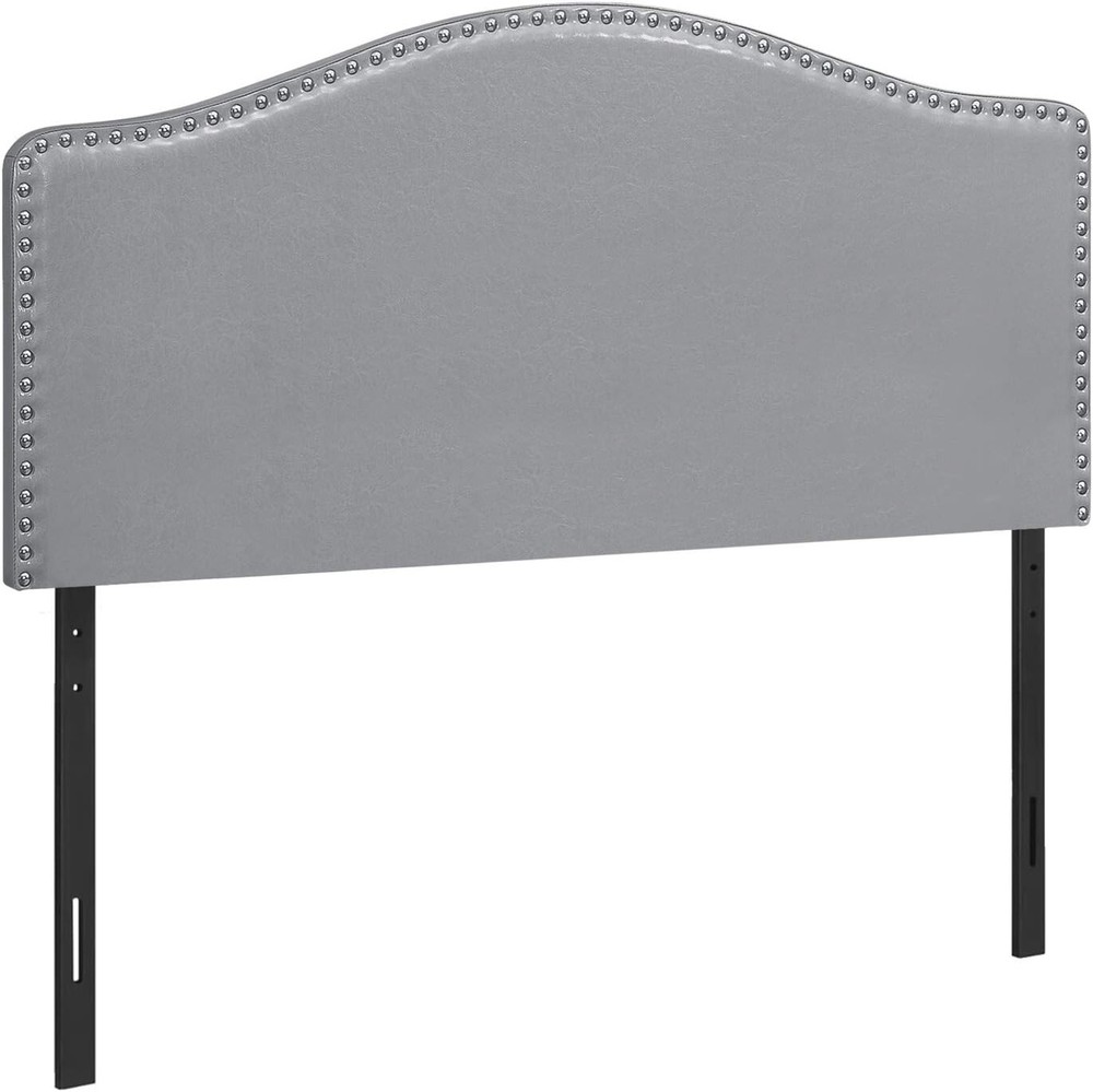 Monarch Specialties 6011F, Full, Bedroom, Upholstered, Pu, Grey, Transitional