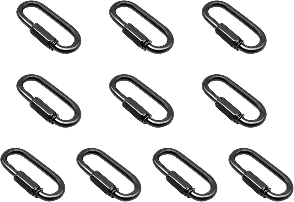 10 Pack D Shape Chain Locking 4mm Chain Quick Link Connector Black