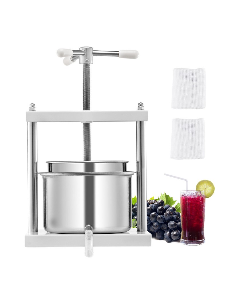 VEVOR Fruit Wine Press Manual Press for Wine Making 1.45 Gal/5L Stainless Steel