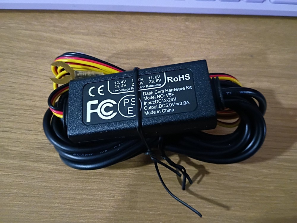 ROHS DASH CAM HARDWARE KIT MOD NO.: V5F DC 12 -24V OUTPUT: DC5.0V 3.0V