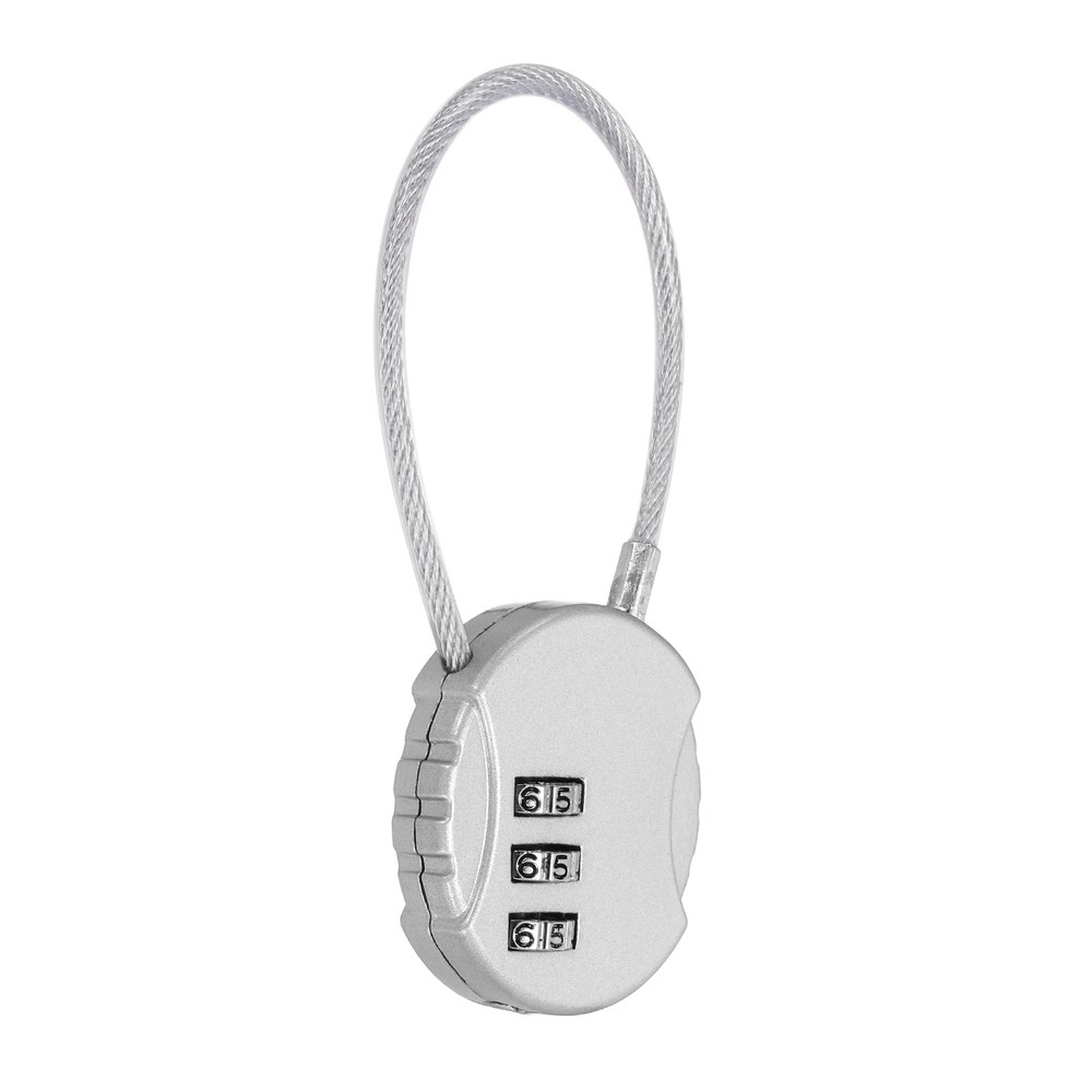 1-Pack Combination Padlock, 3 Digit Round Shaped Cable Luggage Lock [Silver]