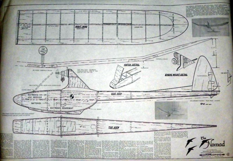 NOMAD PLAN + CONSTRUCTION ARTICLE to Build a 48" Power Pod RC Model Sailplane