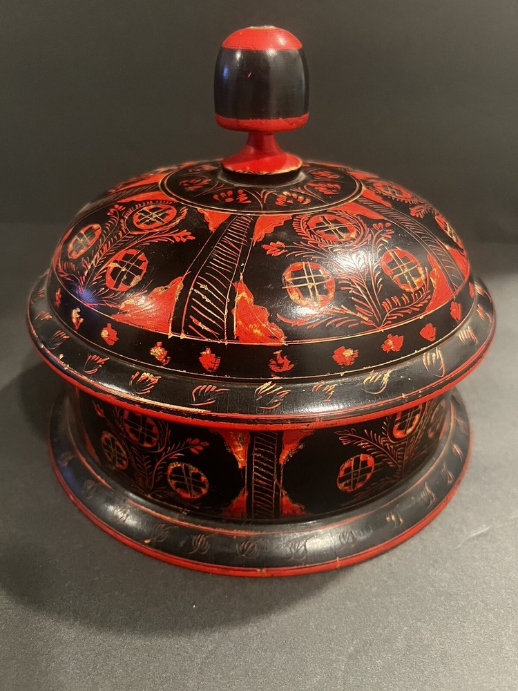 Afghani Spice Bowl Red And Black Vintage
