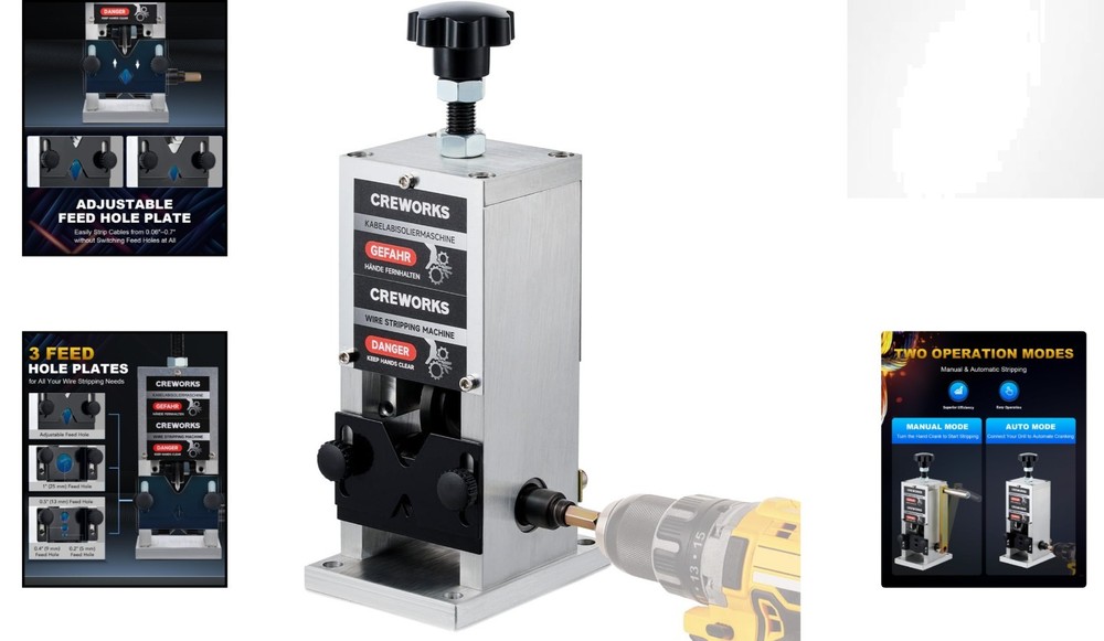 Adjustable Wire Stripping Machine, 0.06"-1" for Copper & Scrap Wire Projects