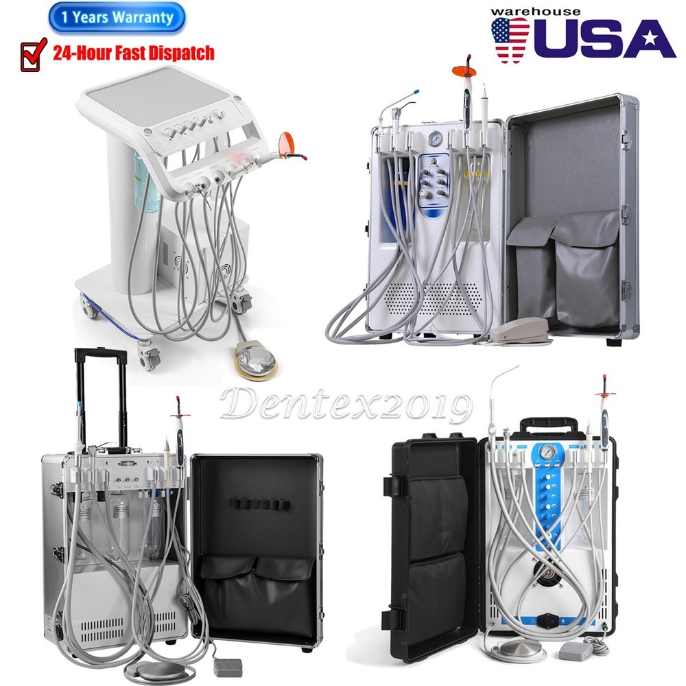 Portable Dental Delivery Cart Unit Compressor Suction System Scaler Light Curing