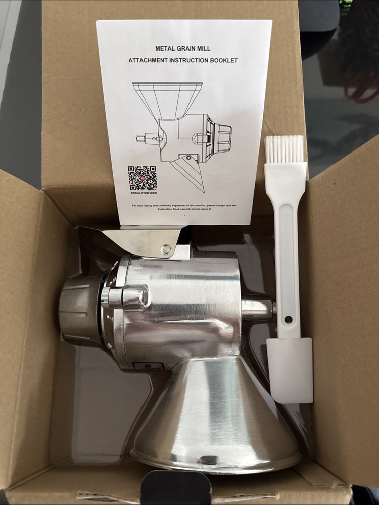 Grain Mill Attachment Metal Silver Accessory Kitchen Aid Mixer Compatible