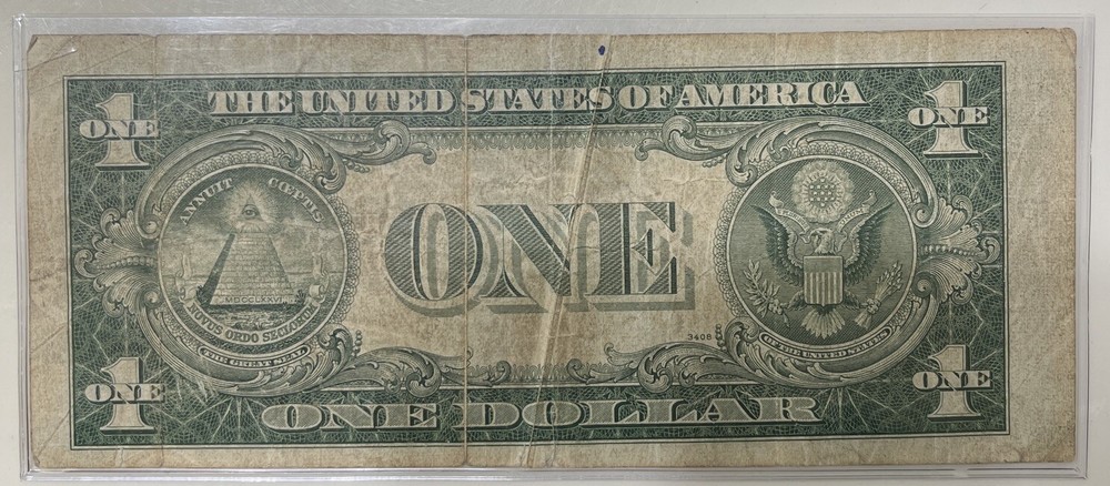 1935 C $1 US Silver Certificate Note Gutter Fold And Misalignment Error