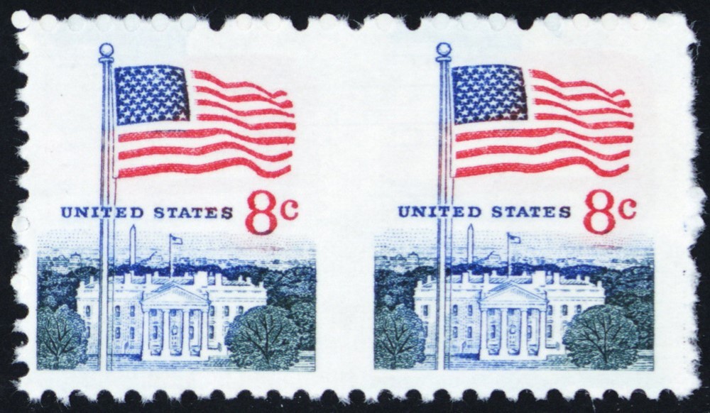1338Fj, Mint NH 8¢ Imperforate Between Pair - White House - Stuart Katz