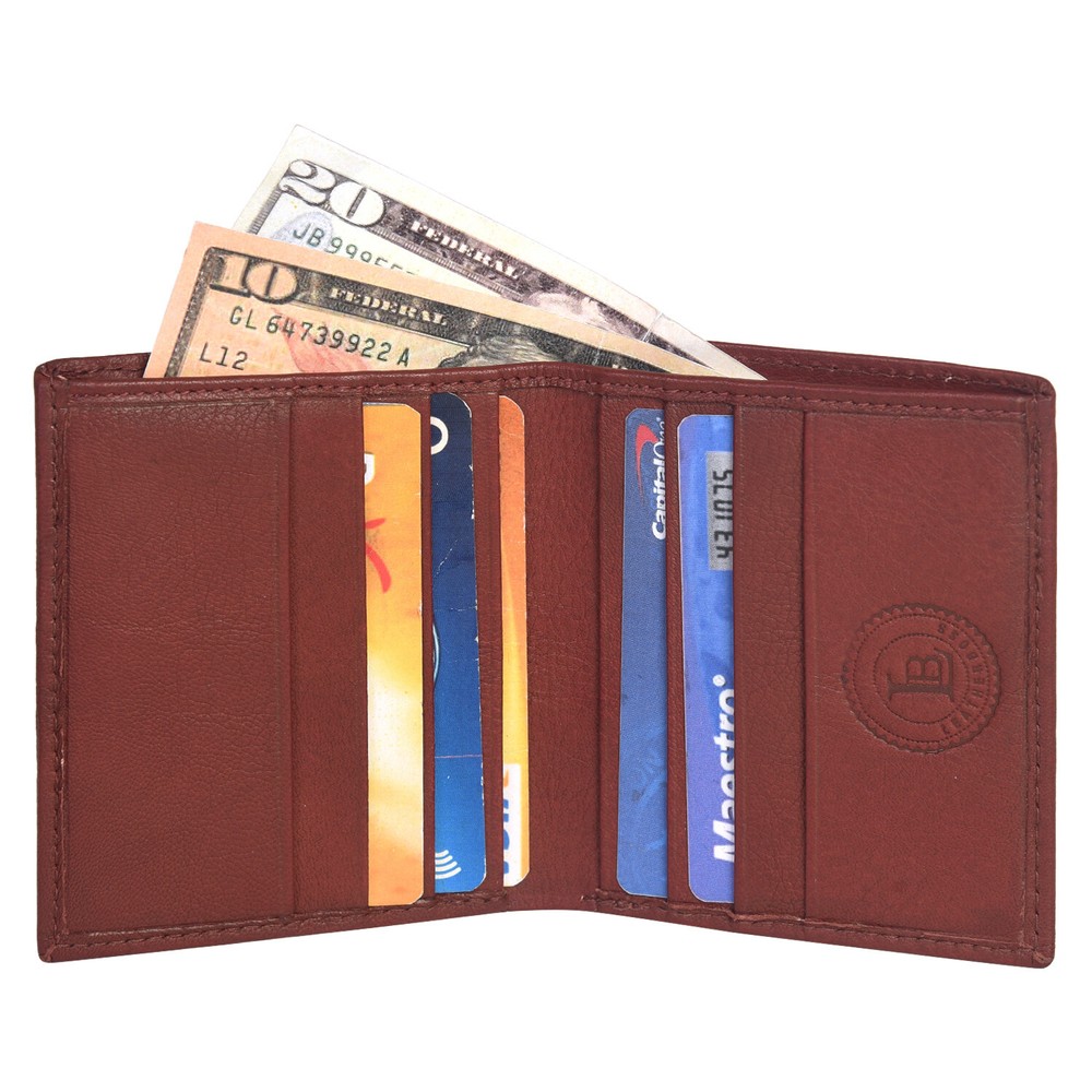 Cross Folded ID Card Case - BROWN Leather