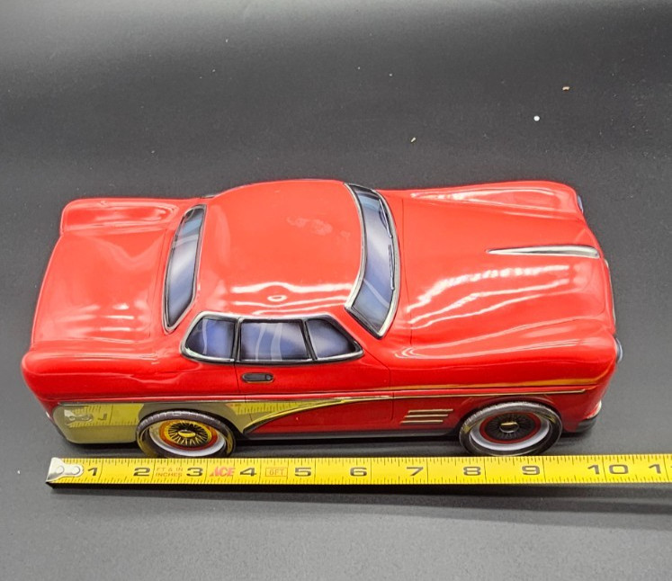Vintage Silver Crane Co. Red Classic Tin Car
