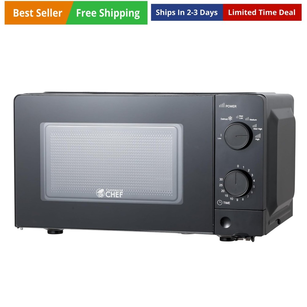 0.6 Cu. Ft. Countertop Microwave Oven, Mechanical Dial Controls, 700W, Pull H...