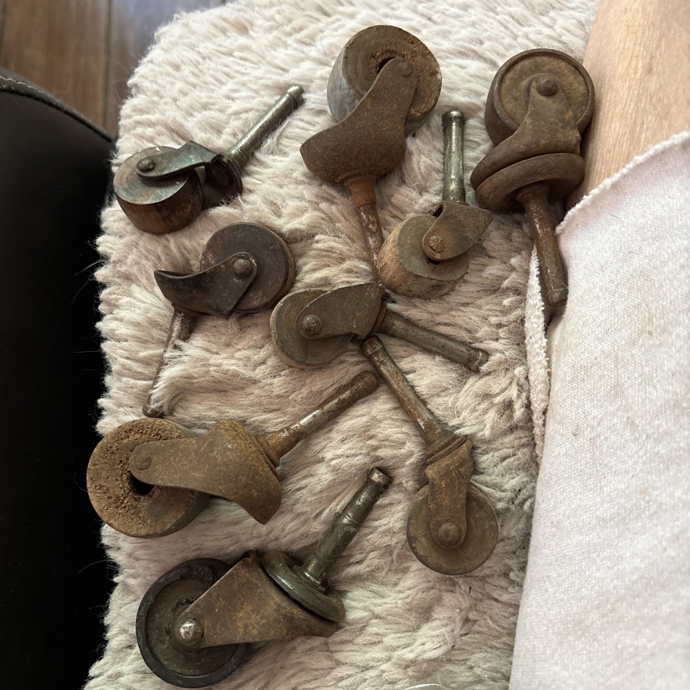 9 Assorted Old Furniture Wheels