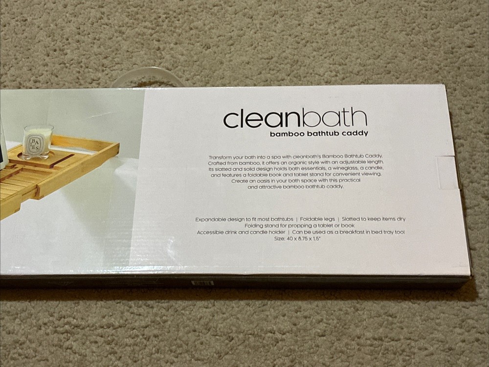 Bath Caddy. “Cleanbath” Bamboo Bath Caddy. Brand New! Unopened Box! Never Used!