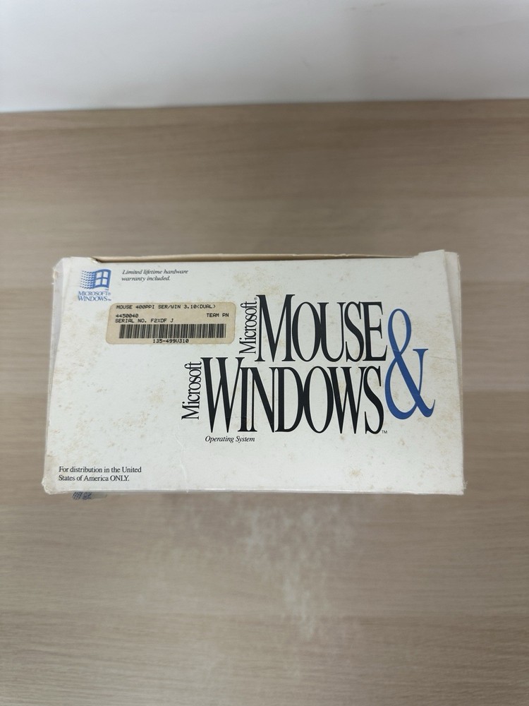 Microsoft Windows 3.1 Operating System + Microsoft Mouse - Vintage 1992 Big Box
