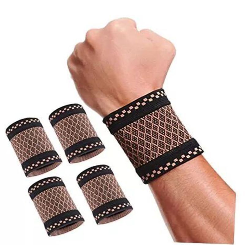 4pcs Copper Wrist Compression Sleeve Compression Wrist Brace Wrist Support Wrap+