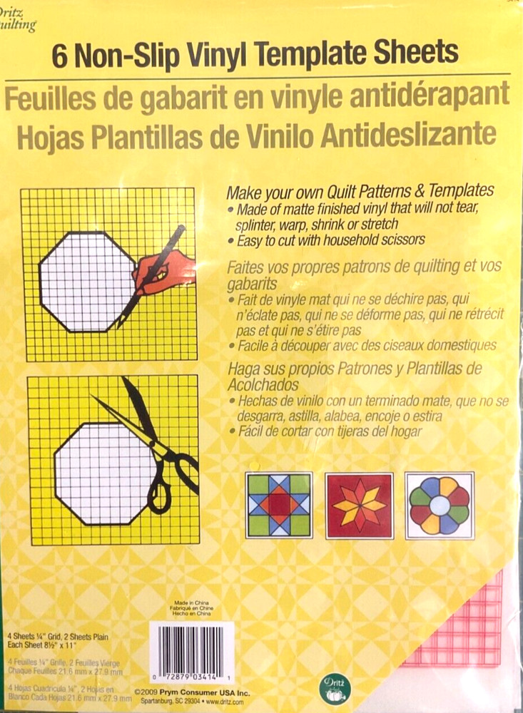 DRITZ #3414 - 6 NON-SLIP VINYL TEMPLATE SHEETS