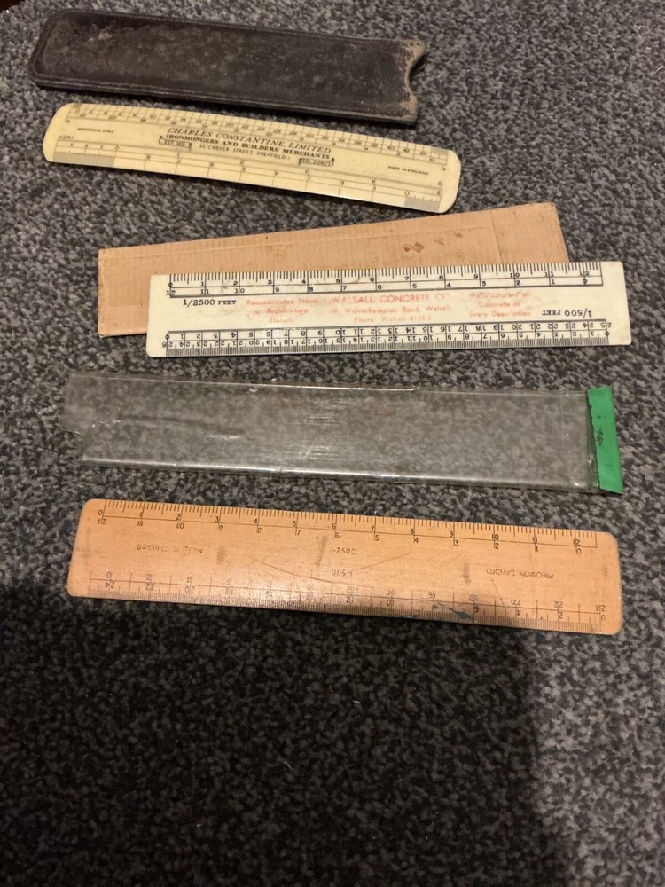 3 Vintage  5" Rulers with cases