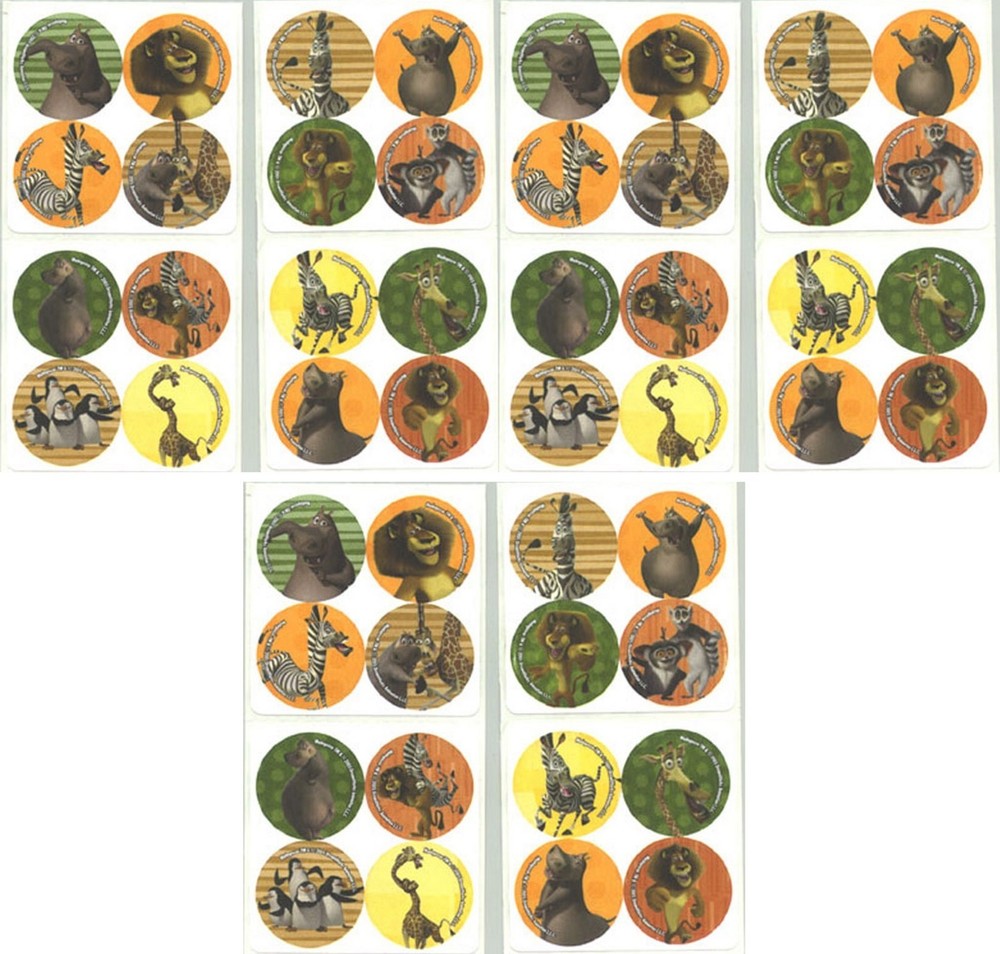 Madagascar Mini 48 Stickers! Lion Giraffe Zebra