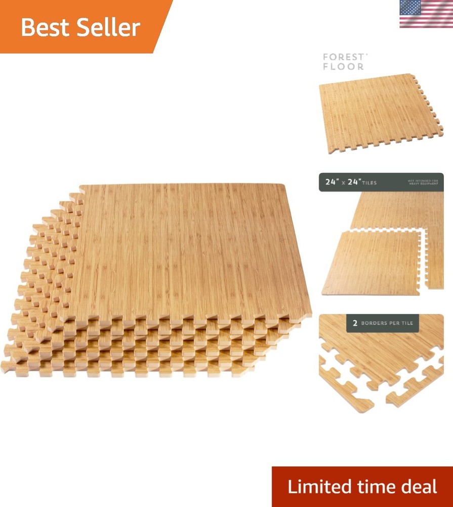 Light Bamboo Wood Grain Interlocking Foam Mats – Durable & Stylish Flooring