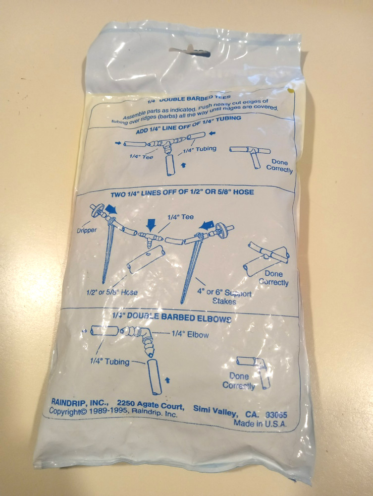 RAINDRIP 307100 1/4" DOUBLE BARBED TEE /PACK OF 100