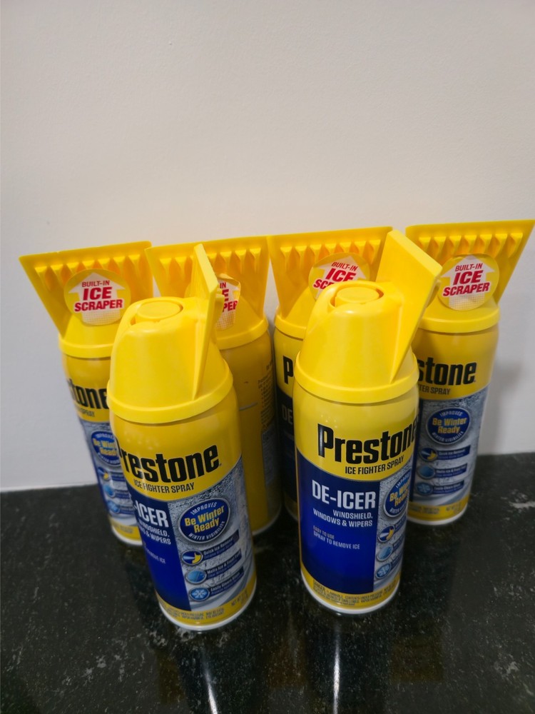 6 Pack Prestone Windshield De-Icer Aerosol 11oz Windows Wipers Ice Fighter Spray