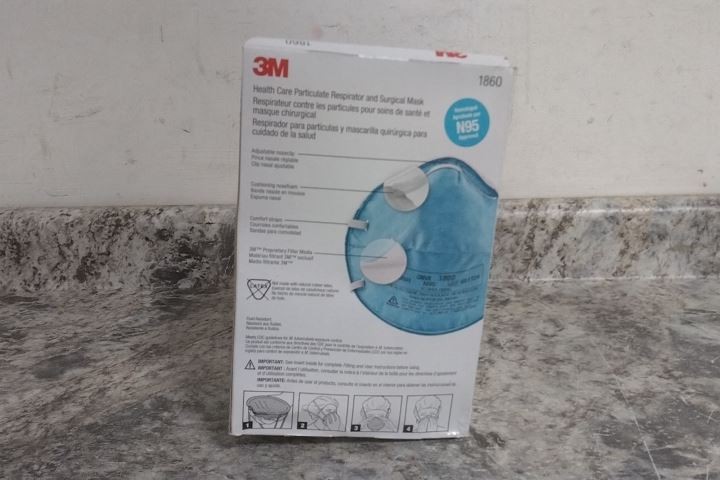 3M 1860 20 Pk Size Medium Green Disposable Respirator