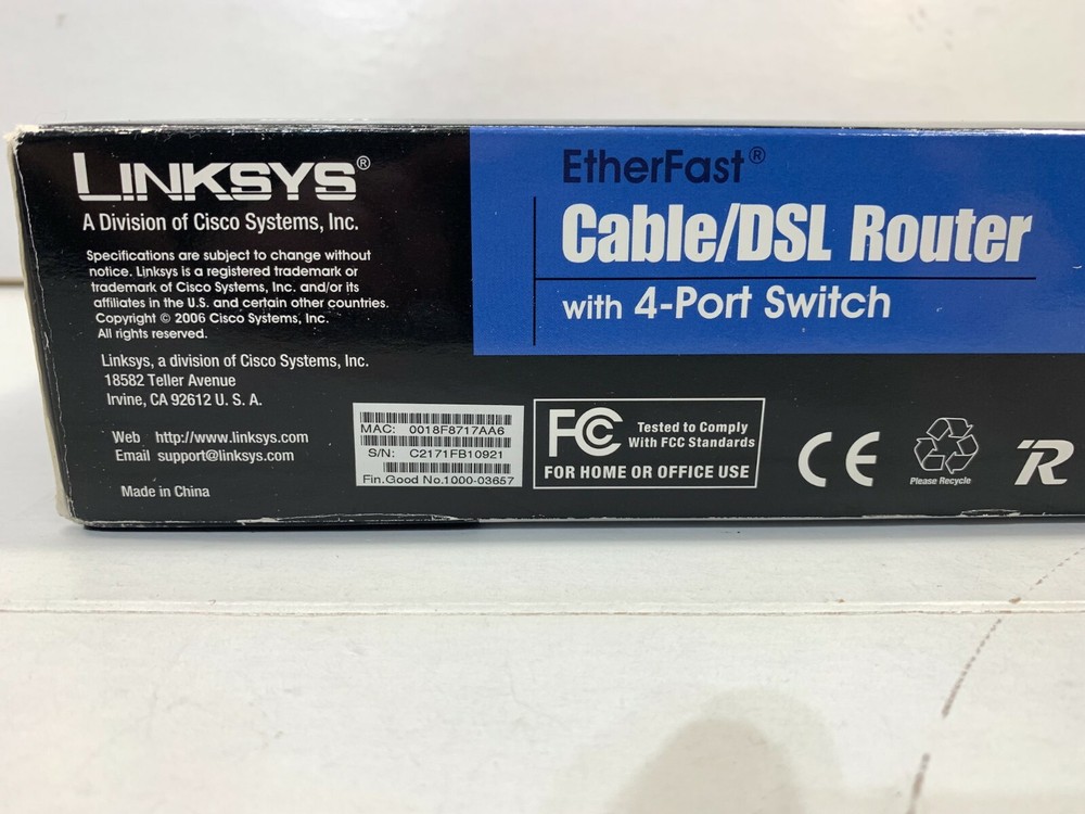 Linksys Etherfast Cable DSL router switch 4 ports BEFSR41 NEW