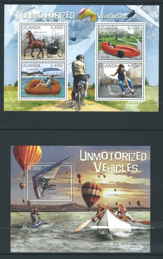 UGANDA 2012 2 mini-sheets Unmotorised Transport unmounted mint