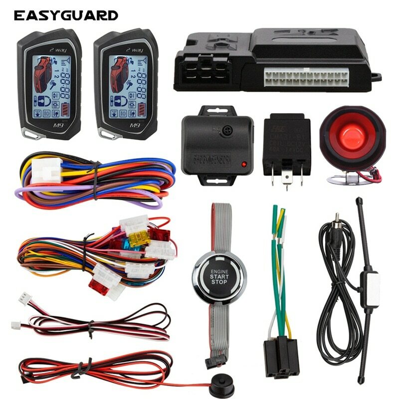 EASYGUARD 2 Way Car Alarm System LCD Display auto Start push button stop