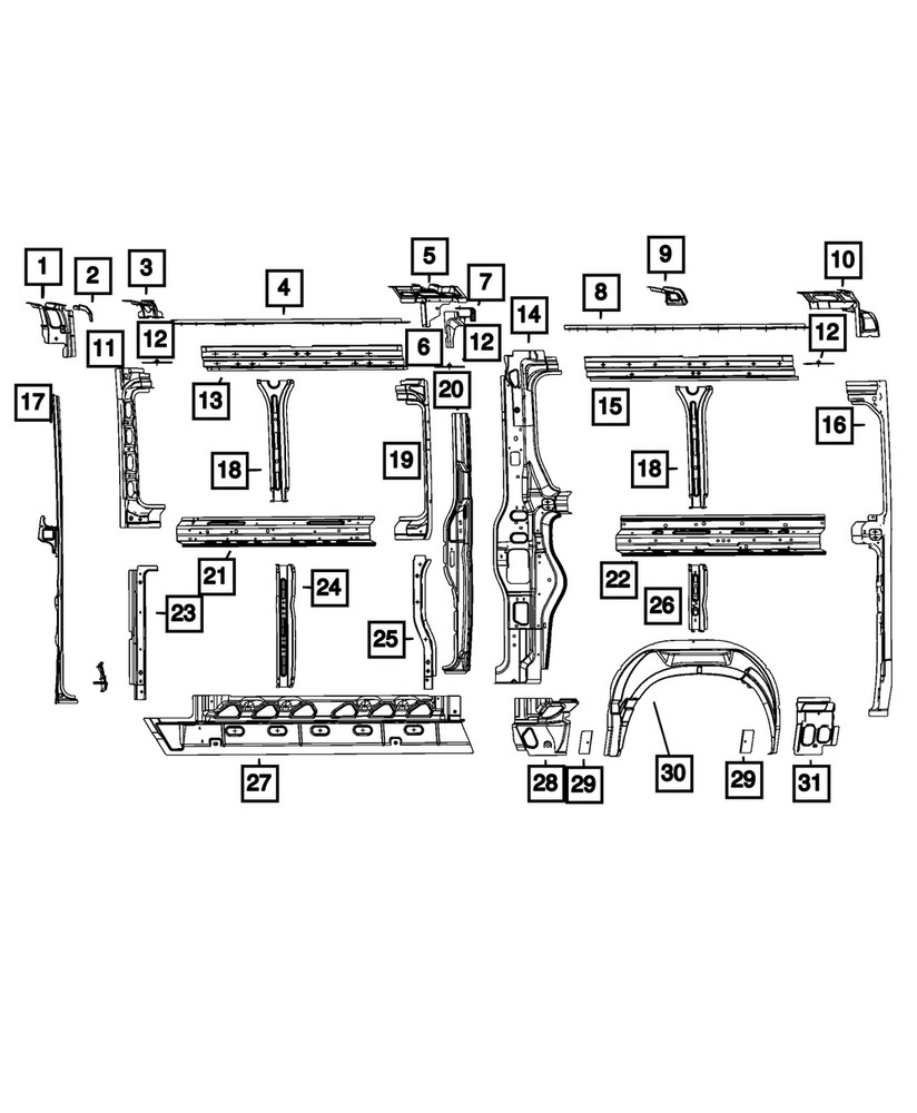Genuine Mopar Side Panel Reinforcement 68109624AA