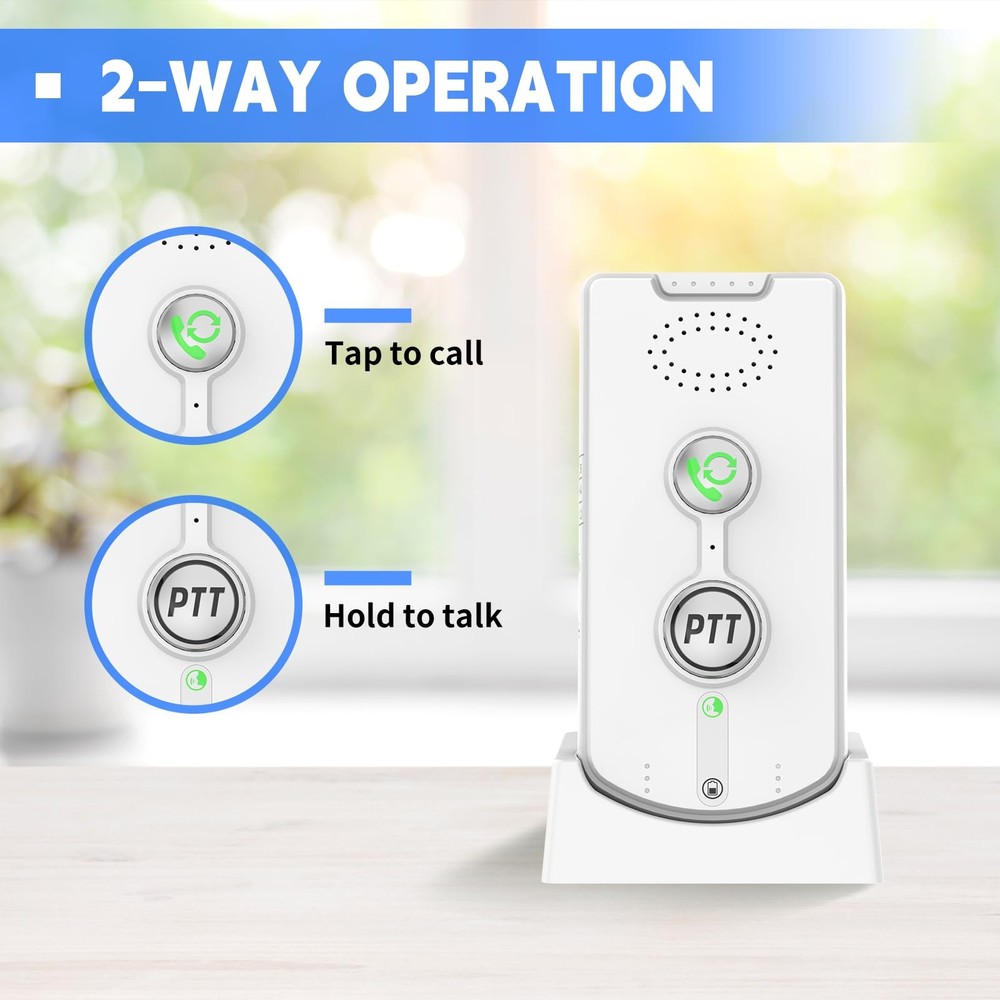 2 Way Intercom for Home,Wireless System Portable,Long white