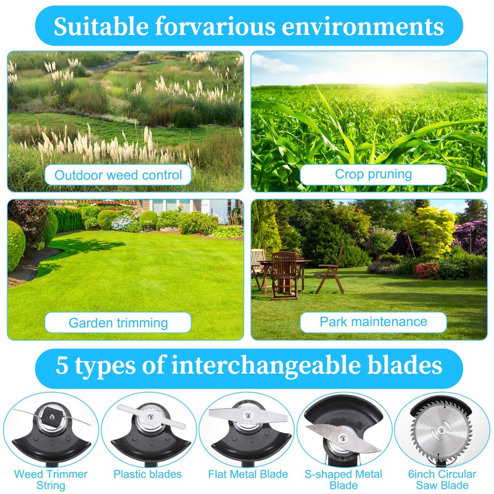Electric Cordless Grass String Trimmer Lawn Edger Weed Wacker Cutter + 2 Battery