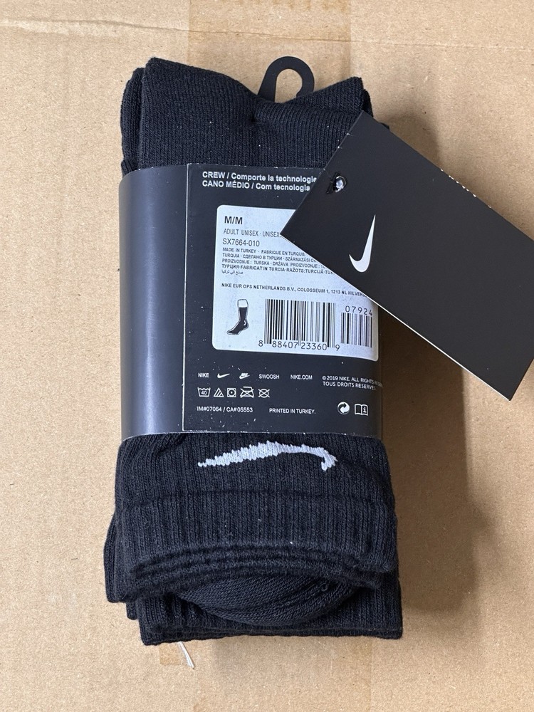 Nike Everyday Socks X3 Pack 3 Pairs Black Long Size L