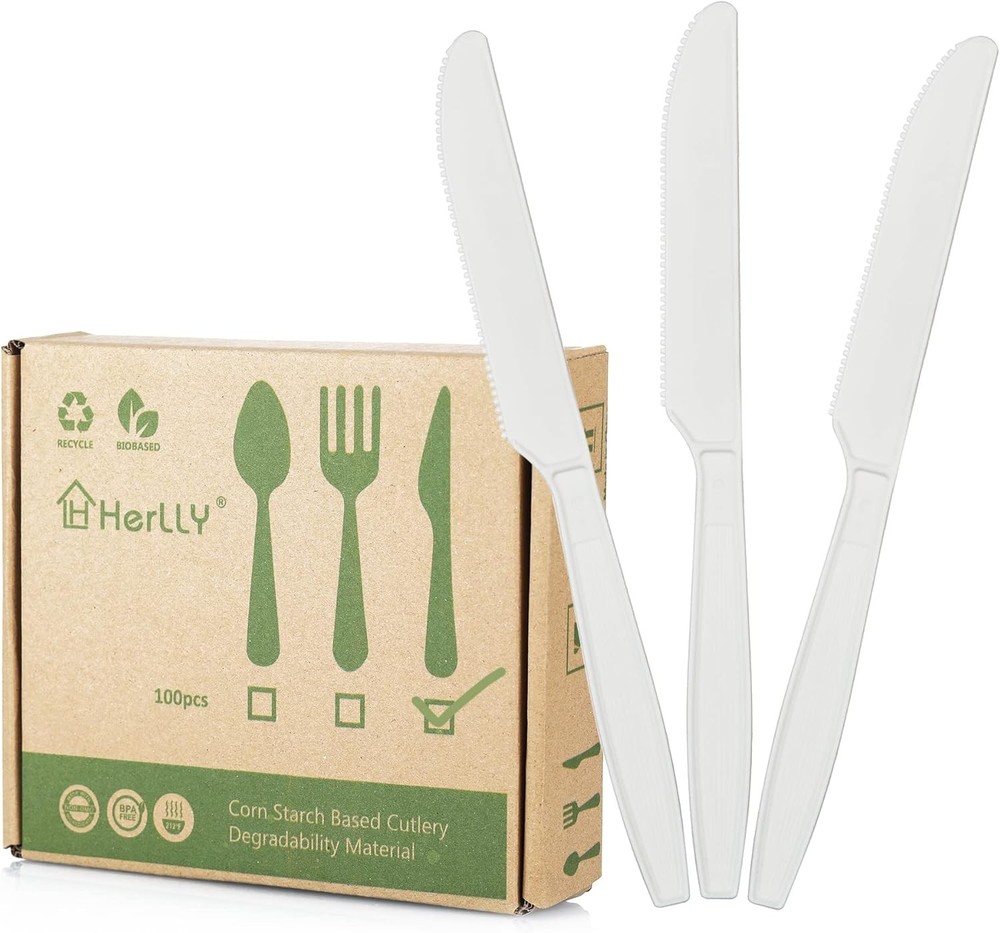 postable Knife, 100 Biodegradable Sierware for Party, Lar