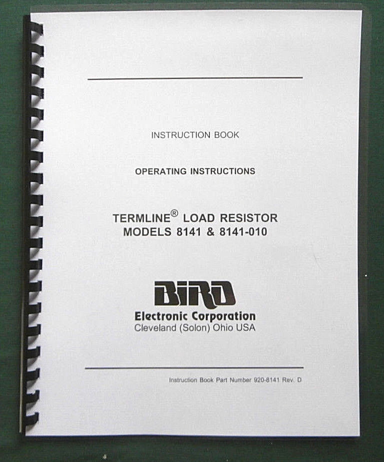 Bird 8141 Instruction Manual - Comb bound & protective covers !