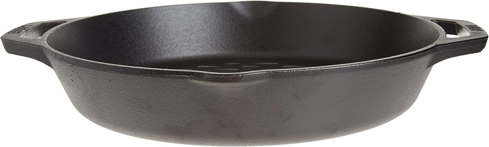 12" Cast Iron Dual Handle Grill Basket, Black