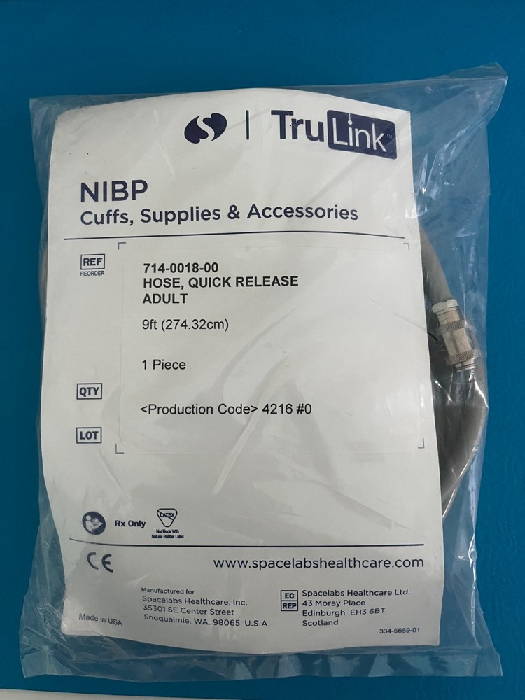 Spacelabs 7714-0018-00 BP Hose, 9 ft