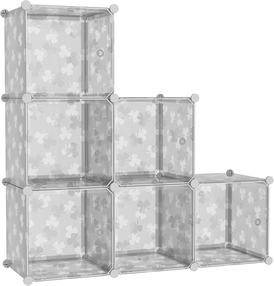 Cube Storage Organizer W/ Doors 6-Cube Shelves DIY Plastic Modular Bookshelf