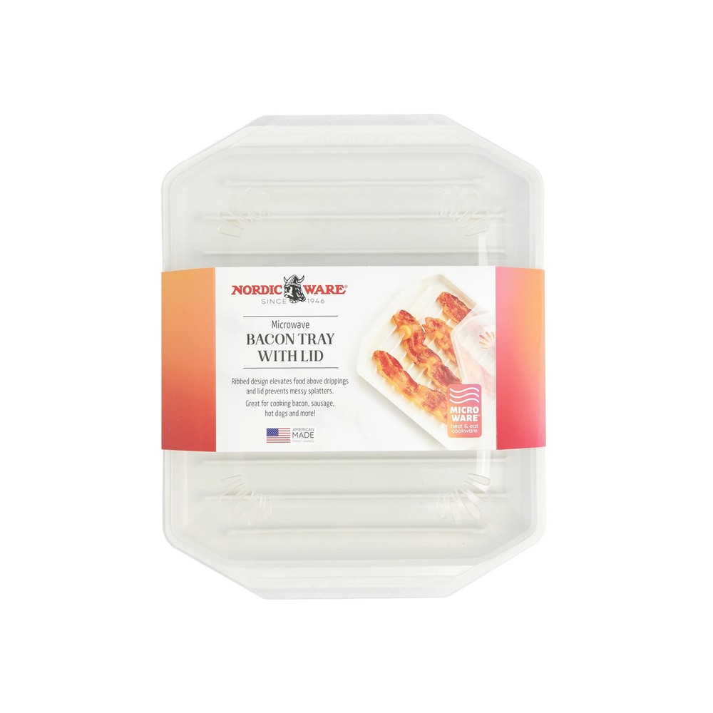 Nordic Ware Microwave Bacon Rack with Lid White 2pc